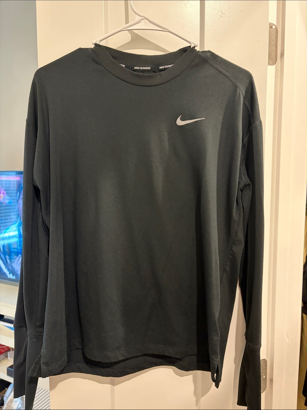 Nike Men’s Black Long-Sleeve Crew with Silver Swoosh